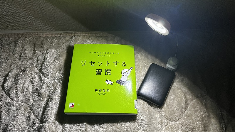 モバイルバッテリーに繋いで読書用ランプに